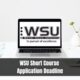 WSU Short Course Application Deadline